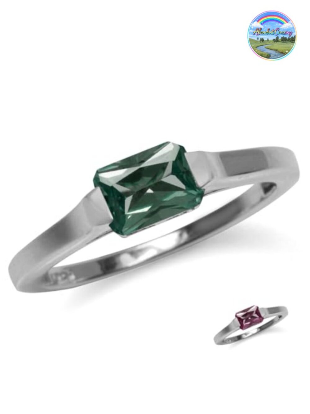 Silvershake Octagon Created Color Change Alexandrite White Gold Plated 925
